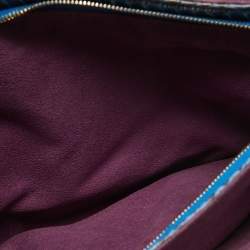 Emilio Pucci Blue/Cream Python and Canvas Flap Top Handle Bag