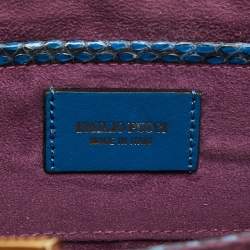 Emilio Pucci Blue/Cream Python and Canvas Flap Top Handle Bag