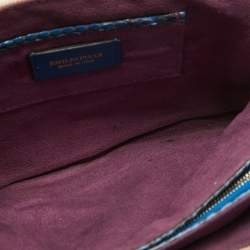 Emilio Pucci Blue/Cream Python and Canvas Flap Top Handle Bag