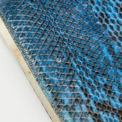 Emilio Pucci Blue/Cream Python and Canvas Flap Top Handle Bag