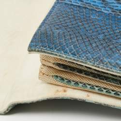 Emilio Pucci Blue/Cream Python and Canvas Flap Top Handle Bag