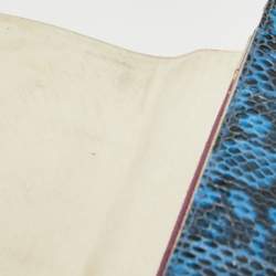 Emilio Pucci Blue/Cream Python and Canvas Flap Top Handle Bag