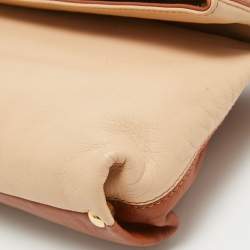Pre Owned Emilio Pucci Brown/Beige Leather Fold Over Clutch