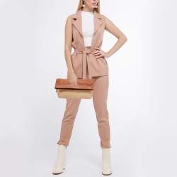 Pre Owned Emilio Pucci Brown/Beige Leather Fold Over Clutch