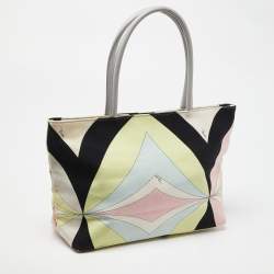 Emilio Pucci Multicolor Canvas and Leather Snap Tote
