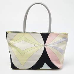 Emilio Pucci Multicolor Canvas and Leather Snap Tote
