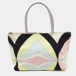 Emilio Pucci Multicolor Canvas and Leather Snap Tote