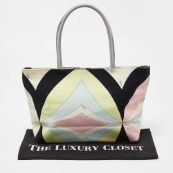 Emilio Pucci Multicolor Canvas and Leather Snap Tote