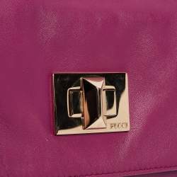 Emilio Pucci Magenta Leather Studded Flap Clutch