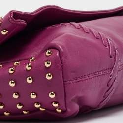 Emilio Pucci Magenta Leather Studded Flap Clutch