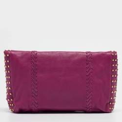 Emilio Pucci Magenta Leather Studded Flap Clutch