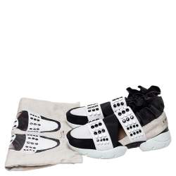 Emilio Pucci Black/White Fabric And Leather City Up Studded Low Top Sneakers Size 38