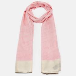 Pre Owned Emporio Armani Pink/Beige Jacquard Modal Blend Stole