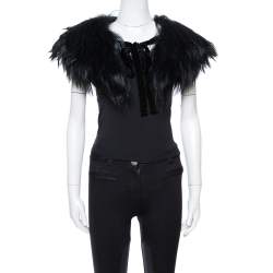 Pre Owned Emporio Armani Black Fur Collar 