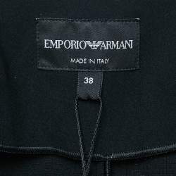 Pre Owned Emporio Armani Black Jersey Pleated Zip-Up Blazer S