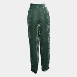 Pre Owned Emporio Armani Green Velvet Pleated Trousers S