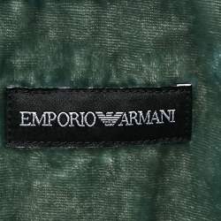 Pre Owned Emporio Armani Green Velvet Curved Hem Shirt S
