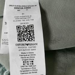 Pre Owned Emporio Armani Green Velvet Curved Hem Shirt S