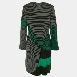 Emporio Armani Green Stretch Knit Pleated Short Dress M