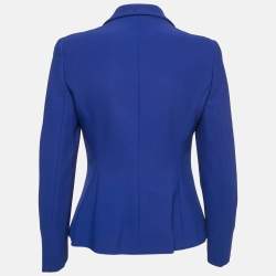 Emporio Armani Blue Textured Crepe Button Detail Blazer M