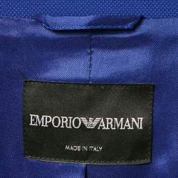 Emporio Armani Blue Textured Crepe Button Detail Blazer M