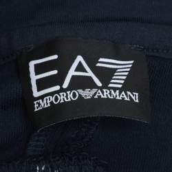 مملوكة مسبقًا Emporio Armani Navy Blue Jersey Logo Print Hoodie S