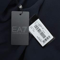 مملوكة مسبقًا Emporio Armani Navy Blue Jersey Logo Print Hoodie S