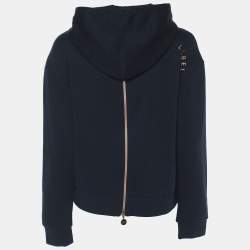 Pre Owned Emporio Armani Navy Blue Jersey Logo Embroidered Hoodie M