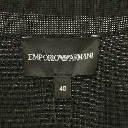 Pre Owned Emporio Armani Black Knit Double Breasted Blazer S