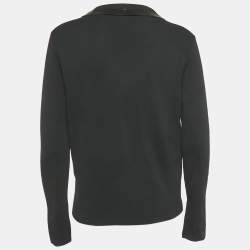 Pre Owned Emporio Armani Black Knit Double Breasted Blazer S