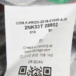 مملوكة مسبقًا Emporio Armani Black Geometric Print Silk Embroidered Top M