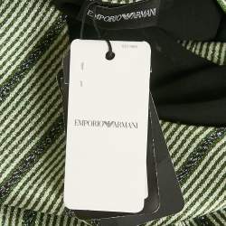 Pre Owned Emporio Armani Green Striped Lurex Sleeveless Top L