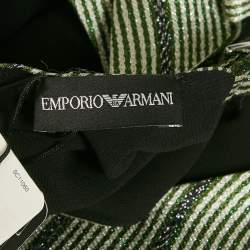 Pre Owned Emporio Armani Green Striped Lurex Sleeveless Top L