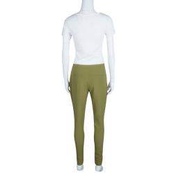 Pre Owned Emporio Armani Green Paneled Trousers M