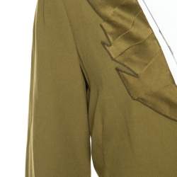 Pre Owned Emporio Armani Olive Green Flutter Front Long Sleeve Tunic Dress L