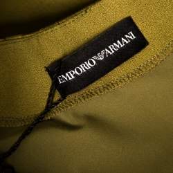 Pre Owned Emporio Armani Olive Green Flutter Front Long Sleeve Tunic Dress L