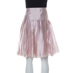 Pre Owned Emporio Armani Metallic Pink Short Flared Skirt M
