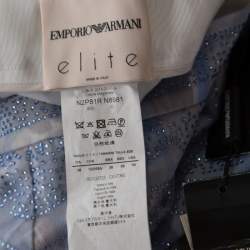 Pre Owned Emporio Armani Elite Blue Crystal Embellished Trousers S