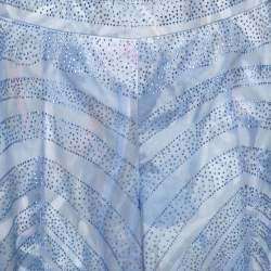 Pre Owned Emporio Armani Elite Blue Crystal Embellished Trousers S
