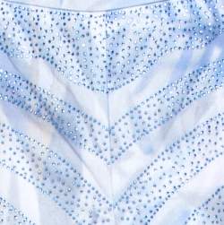 Pre Owned Emporio Armani Elite Blue Crystal Embellished Trousers S