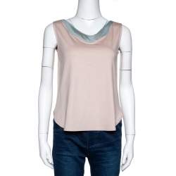 Pre Owned Emporio Armani Two Tone Stretch Jersey Sleeveless Top S