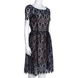 Pre Owned فستان إمبوريو أرماني دانتيل جيبير أزرق كحلي مقاس متوسط - ميديوم