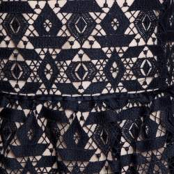 Pre Owned فستان إمبوريو أرماني دانتيل جيبير أزرق كحلي مقاس متوسط - ميديو م