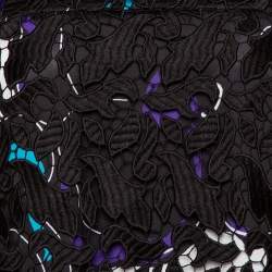 Pre Owned Emporio Armani Black Printed Satin & Lace Overlay Maxi Dress S