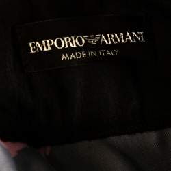 Pre Owned Emporio Armani Black Printed Satin & Lace Overlay Maxi Dress S