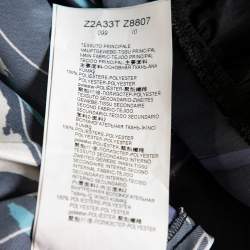 Pre Owned Emporio Armani Black Printed Satin & Lace Overlay Maxi Dress S