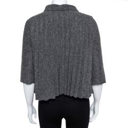 Pre Owned Emporio Armani Grey Wool Pleated Cape Jacket L
