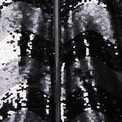 Pre Owned Emporio Armani Black Synthetic Sequin Embellished Bomber Jacket M