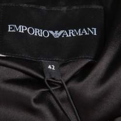 Pre Owned Emporio Armani Black Synthetic Sequin Embellished Bomber Jacket M