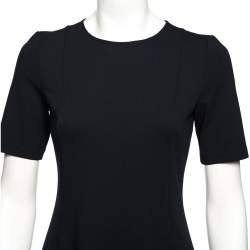 Pre Owned Emporio Armani Navy Blue Stretch Knit Flared Dress S